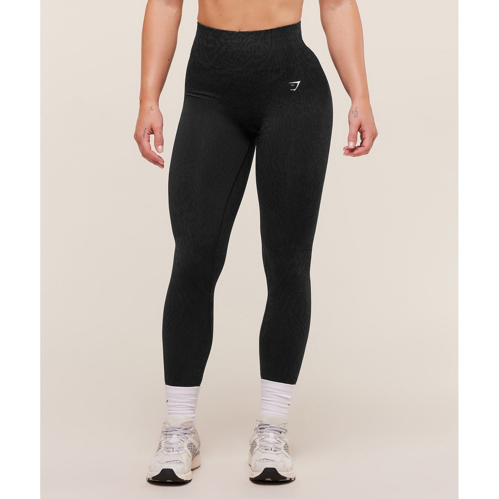 Gymshark Adapt Animal Seamless Leggings Black High Waisted Scrunch